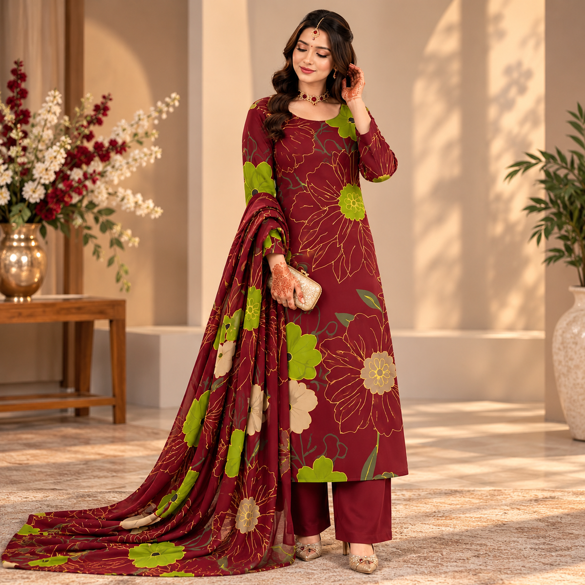 RAMEYZA Digital Tie-Dye Shamooz Silk 3-Piece Suit