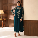 Baroque Luxury Shamooz Silk Embroidered Suit with Tie & Dye Organza Dupatta