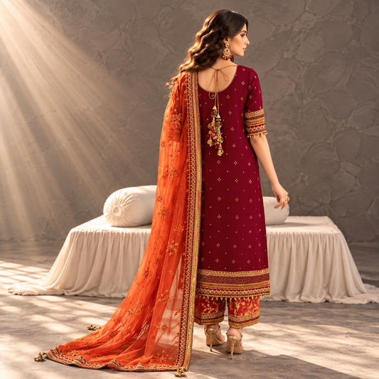 Baroque Luxury Chiffon Festive Collection 2026 – 3-Piece Unstitched Suit