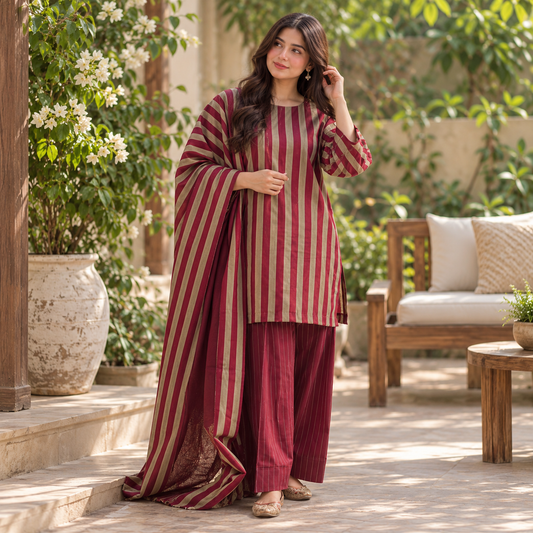 Royal Susi Collection – Premium 3-Piece Handwoven Susi Striped Suit