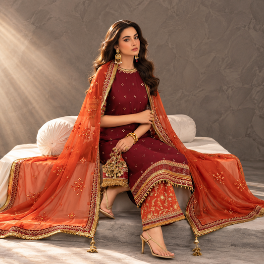 Baroque Luxury Chiffon Festive Collection 2026 – 3-Piece Unstitched Suit