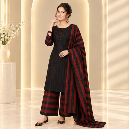 Royal Susi Collection – Premium 3-Piece Handwoven Susi Striped Suit