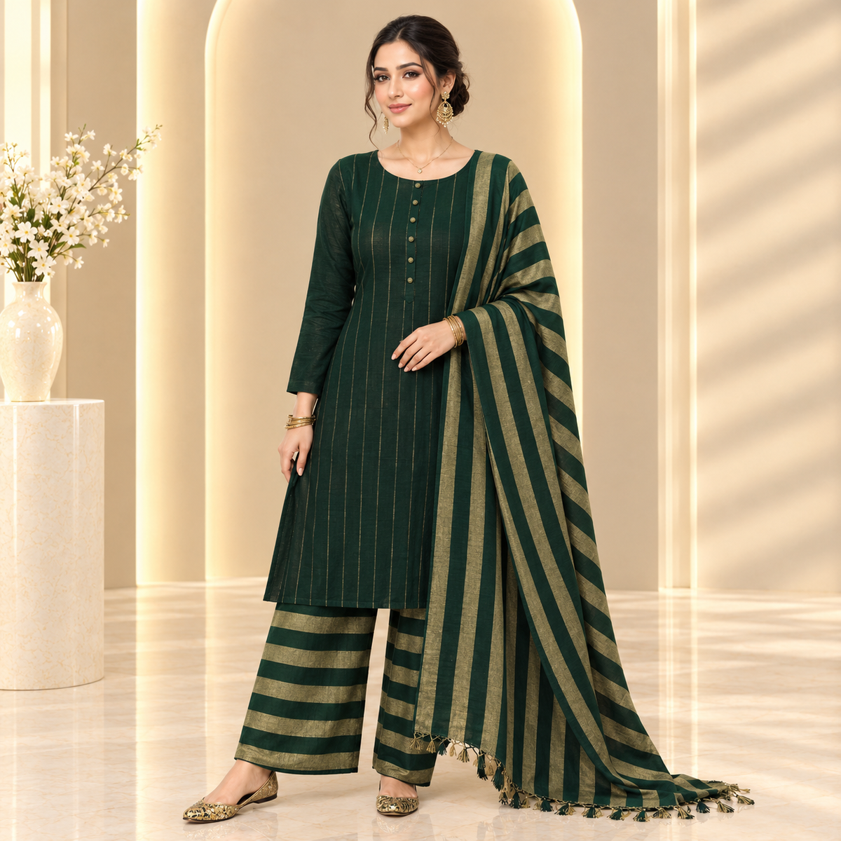 Royal Susi Collection – Premium 3-Piece Handwoven Susi Striped Suit