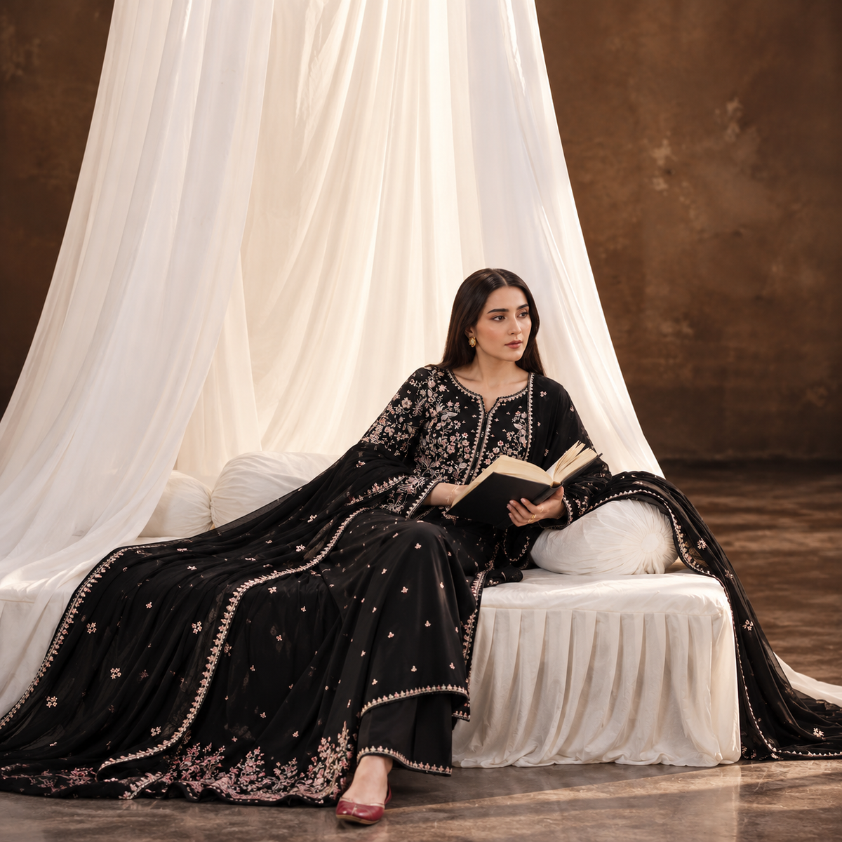 Batik Premium Dhanak Embroidered Luxury Unstitched 3-Piece Suit