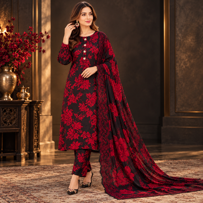 RAMEYZA Digital Tie-Dye Shamooz Silk 3-Piece Suit