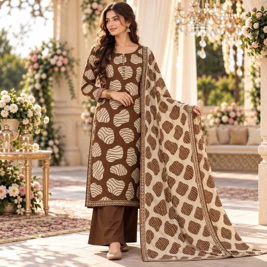 Premium Digital Printed Pure Karandi 3-Piece Collection 2027