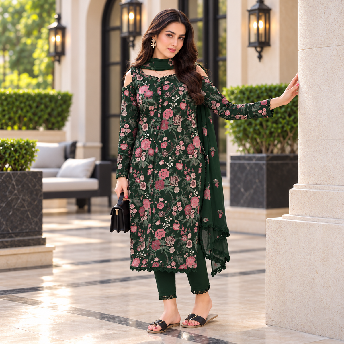 Bareeze Premium Dhanak Embroidered Unstitched 3-Piece Suit with Embroidered Shawl