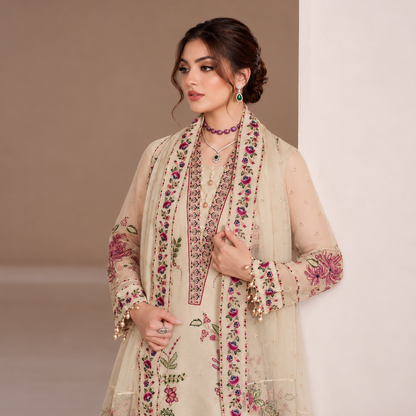 Alizeh Luxury Chiffon Heavy Embroidered Suit with Ready-to-Wear Dupatta