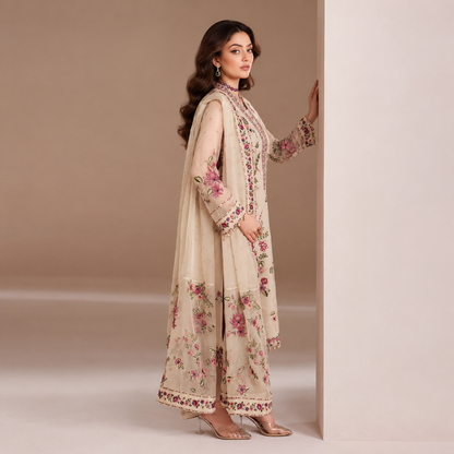 Alizeh Luxury Chiffon Heavy Embroidered Suit with Ready-to-Wear Dupatta