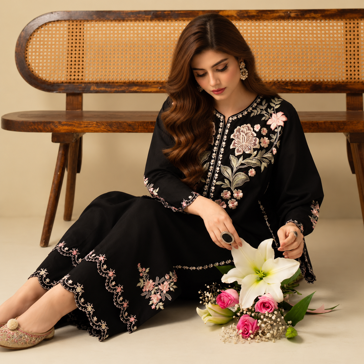 Urge Premium Luxury Sequined Embroidered Silk Unstitched 2-Piece Suit