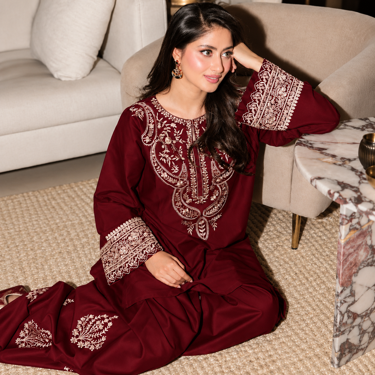 Urge Premium Shamoz Silk Fully Embroidered Unstitched 2-Piece Suit