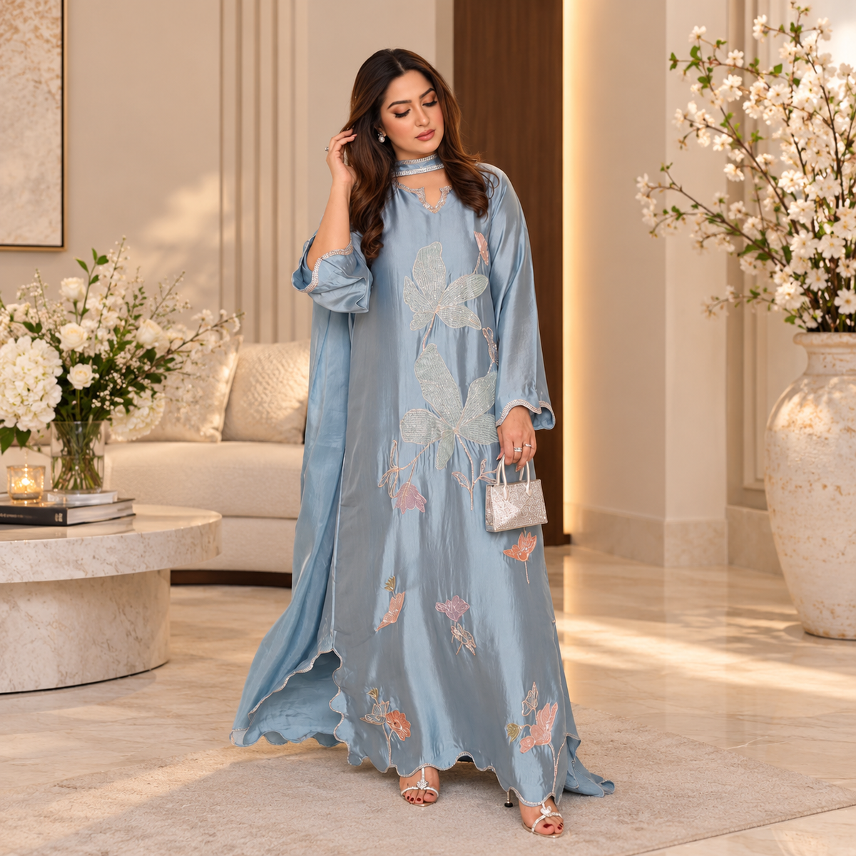 LAAM Premium Fully Embroidered Silk Unstitched 3-Piece Suit