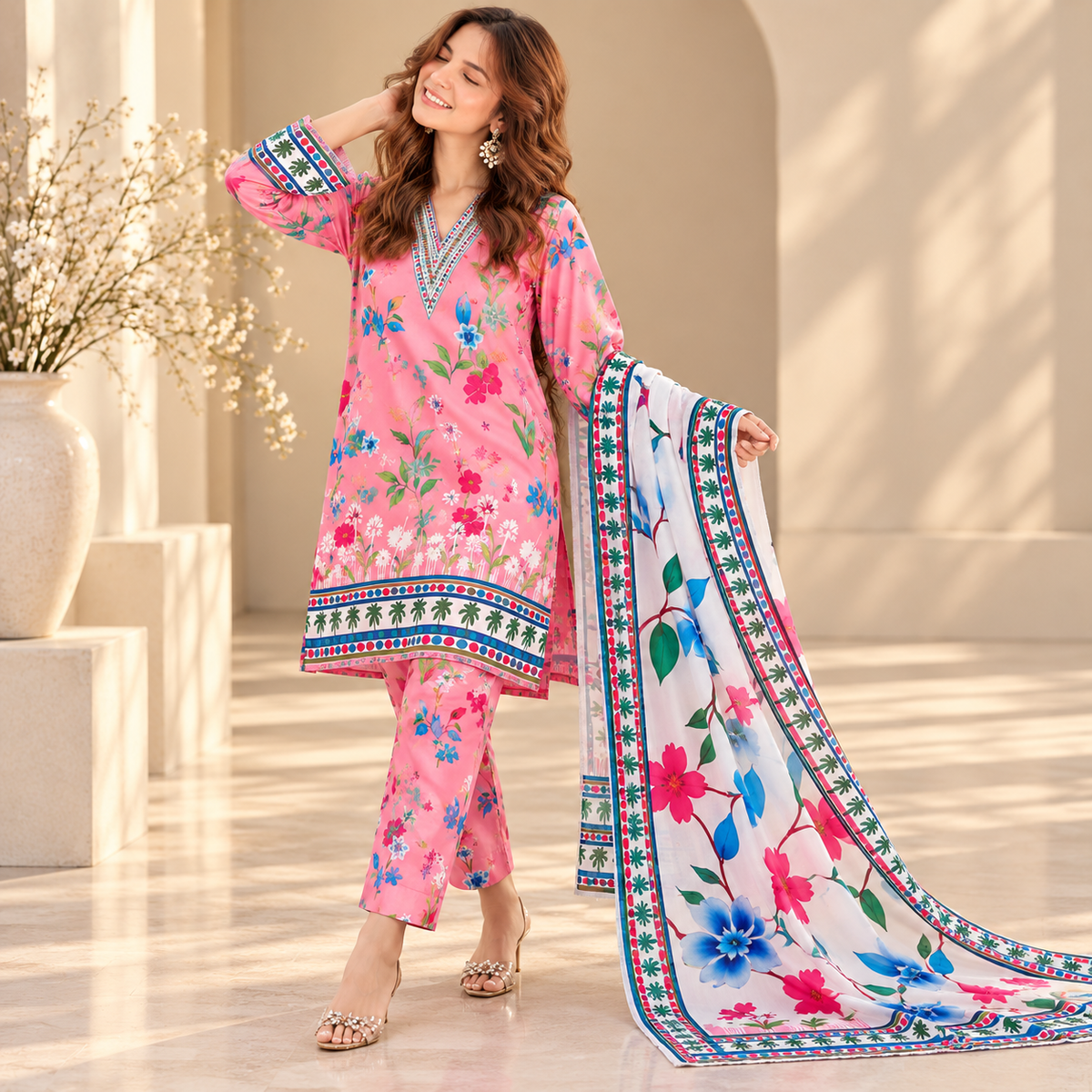 RAMEYZA Digital Tie-Dye Shamooz Silk 3-Piece Suit