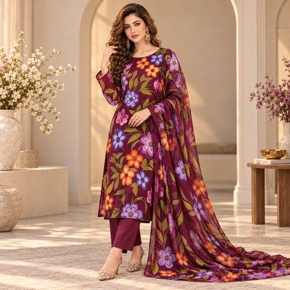 RAMEYZA Digital Tie-Dye Shamooz Silk 3-Piece Suit