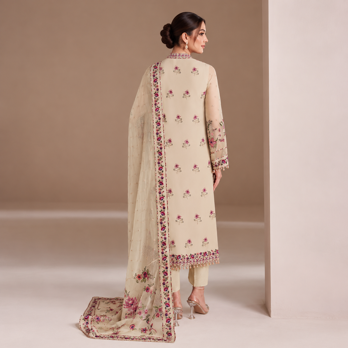 Alizeh Luxury Chiffon Heavy Embroidered Suit with Ready-to-Wear Dupatta