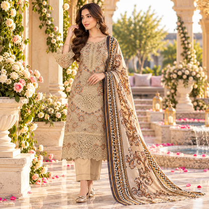 Bareeze Premium Printed Airjet Karandi 3-Piece Collection