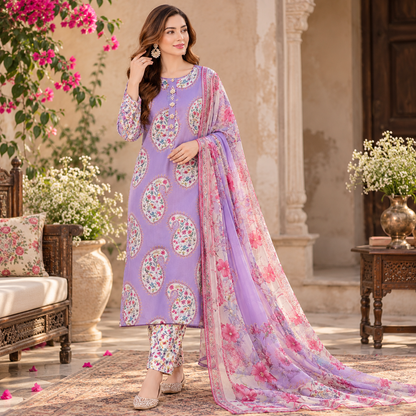 RAMEYZA Digital Tie-Dye Shamooz Silk 3-Piece Suit