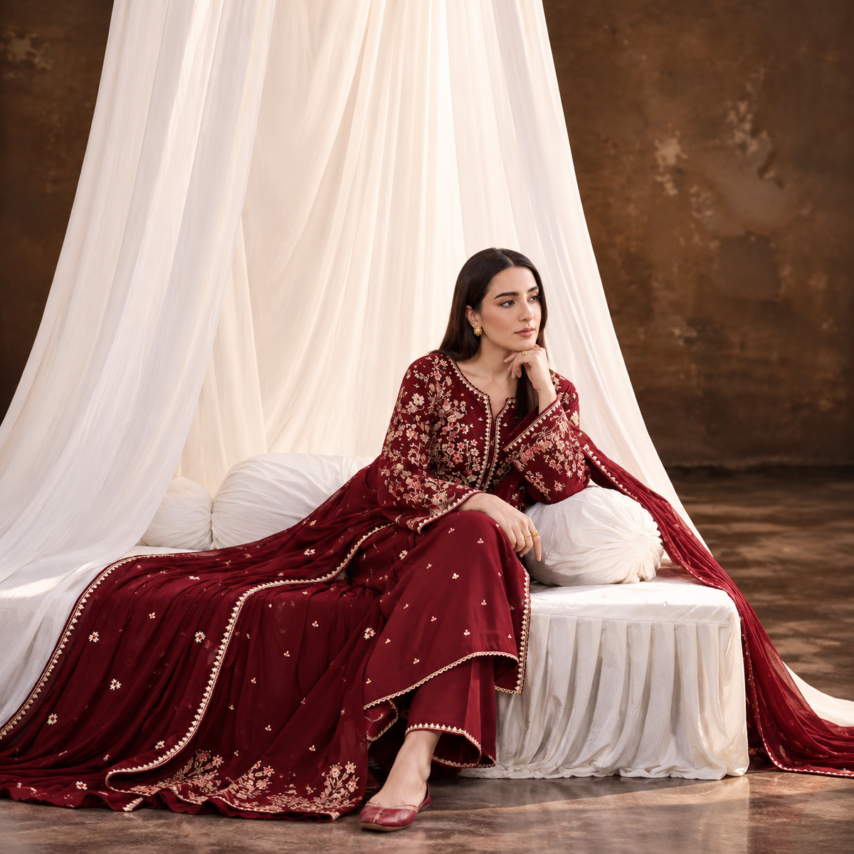 Batik Premium Dhanak Embroidered Luxury Unstitched 3-Piece Suit