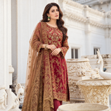 Iznik Premium Heavy Embroidered Chiffon 3-Piece Suit with Pearl-Embellished Net Dupatta