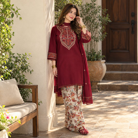 Urge Premium Luxury Embroidered Silk Unstitched 2-Piece Suit (Restock)