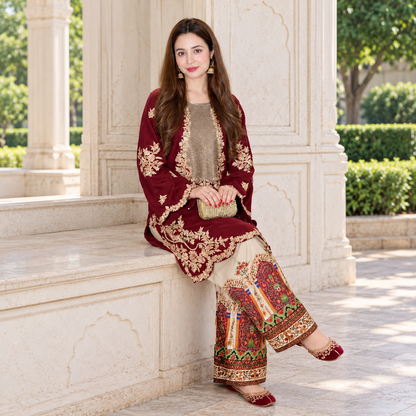 Ethnic Premium Luxury Embroidered Silk Unstitched 2-Piece Suit