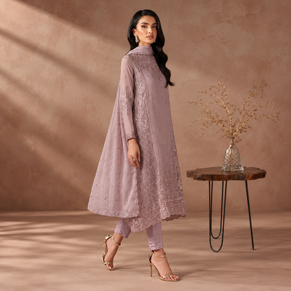 Zarif Luxury Embroidered Chiffon 3-Piece Festive Suit with Addawork