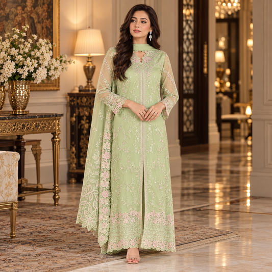 Azure Luxury Semi-Pure Chiffon Embroidered 3-Piece Collection