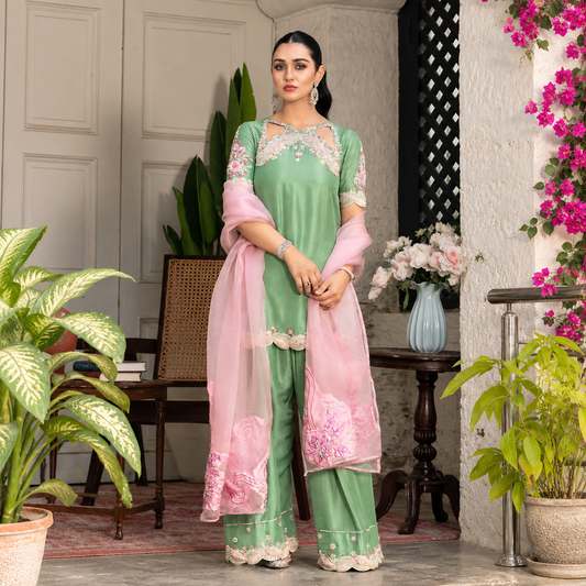 Murk Luxury Shamoz Silk Festive 3-Piece Suit (As Worn by Sarah Khan)