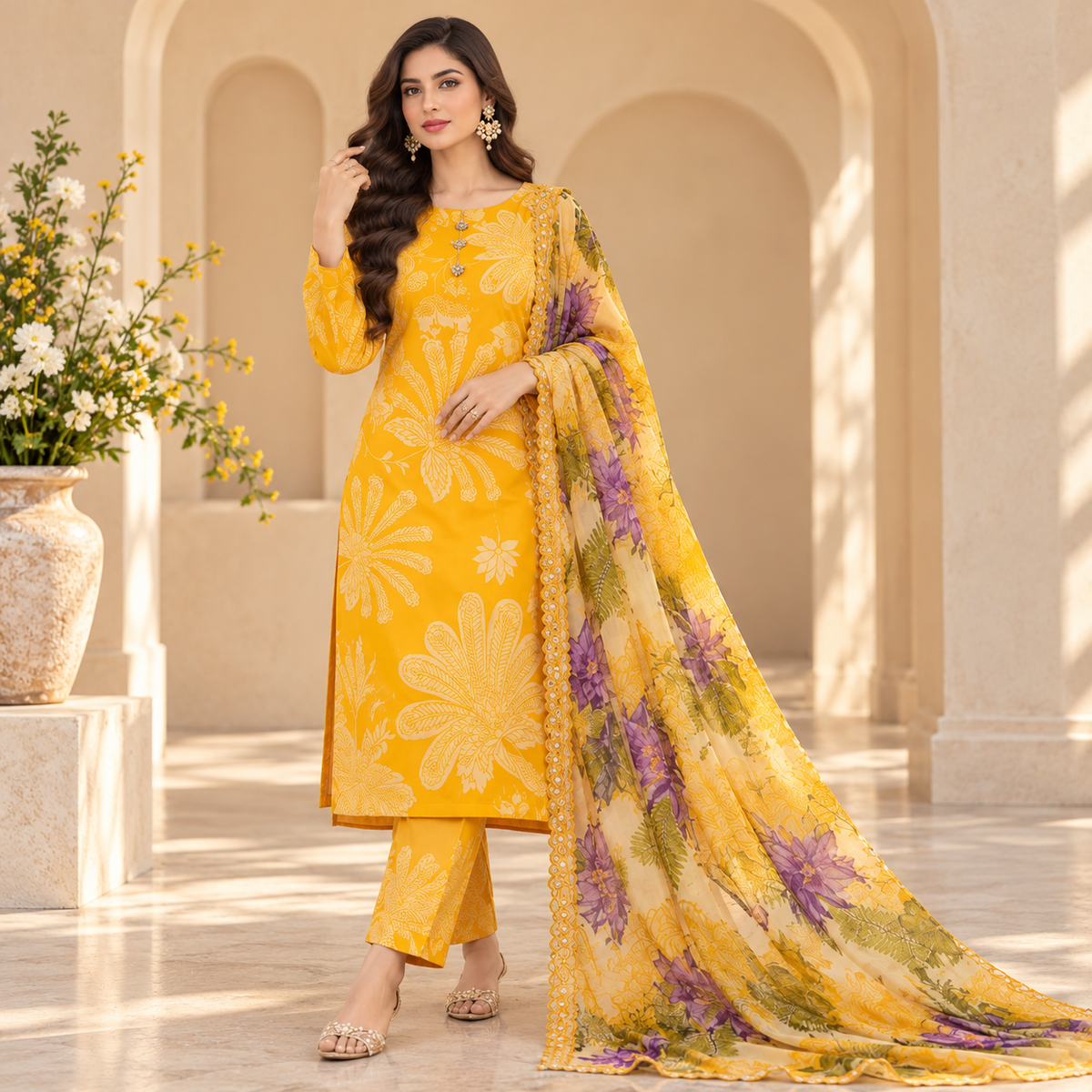 RAMEYZA Digital Tie-Dye Shamooz Silk 3-Piece Suit