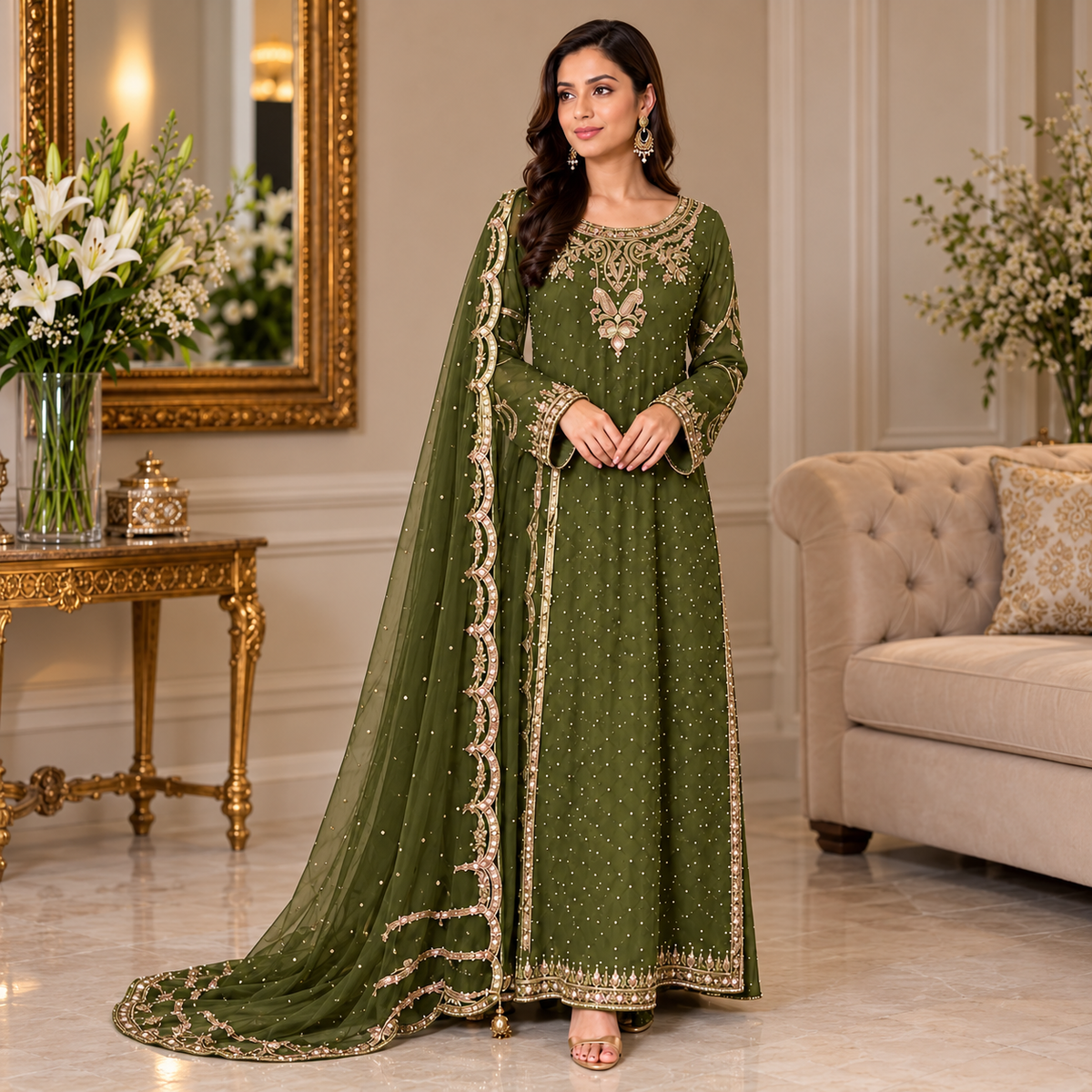Luxury Chiffon Heavy Embroidered 3-Piece Suit