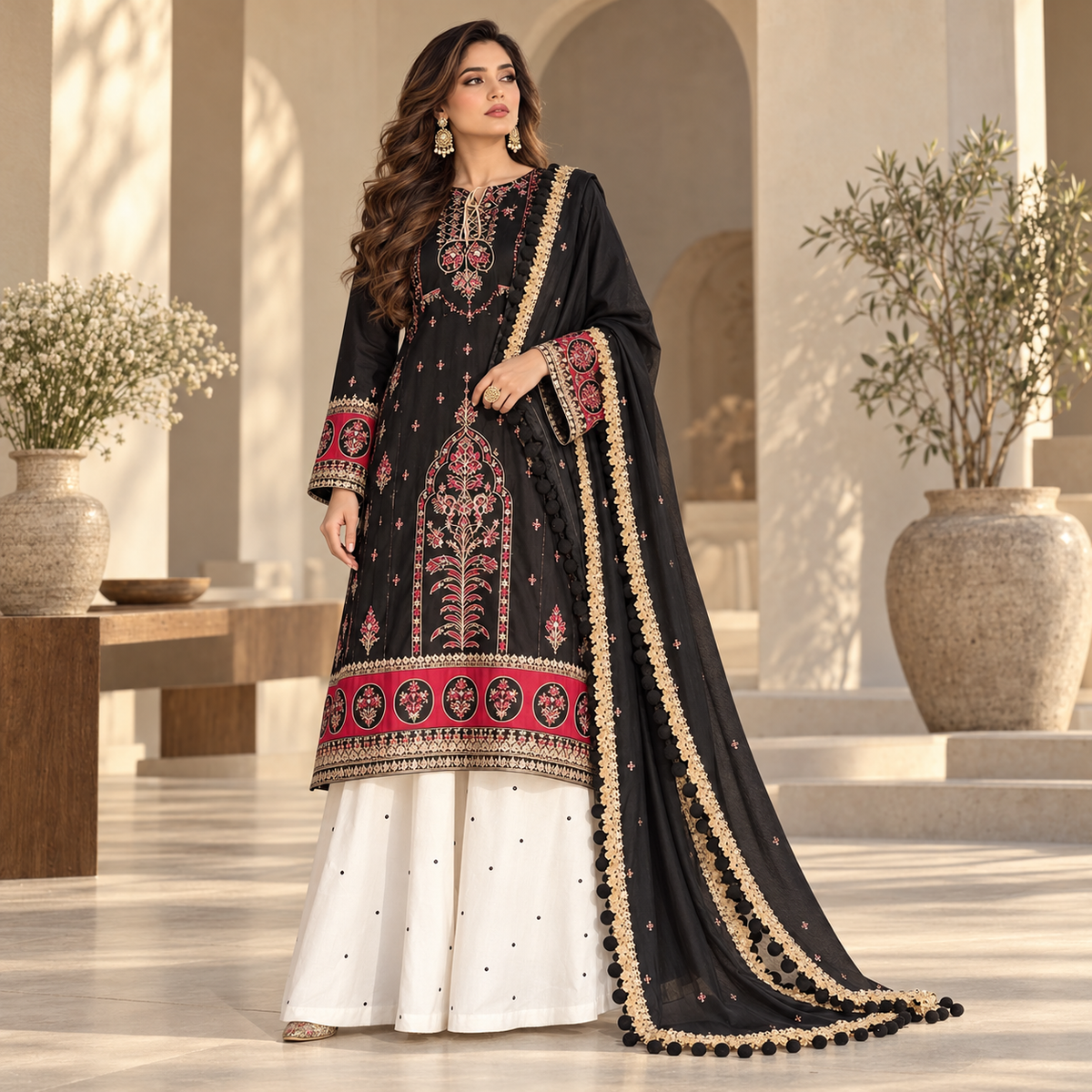 LAAM Premium Fully Embroidered Silk Unstitched 3-Piece Suit