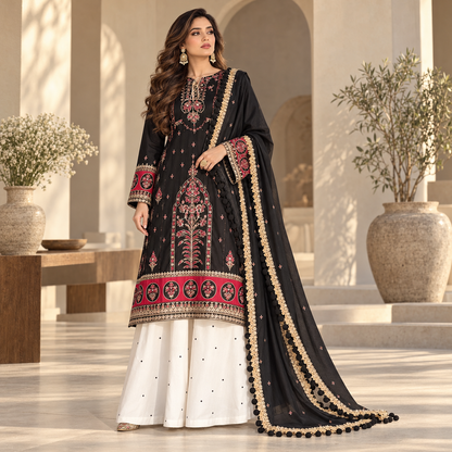 LAAM Premium Fully Embroidered Silk Unstitched 3-Piece Suit