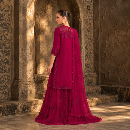 Iznik Luxury Chiffon Embroidered Unstitched 3-Piece Festive Suit with Heavy Lehenga Fabric