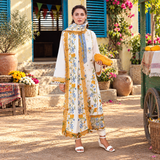 Zaha Premium Dhanak Embroidered Unstitched 3-Piece Suit with Printed Wool Shawl