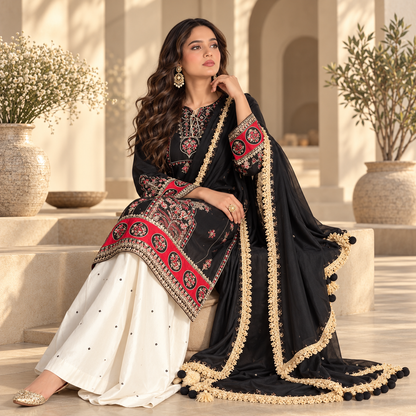 LAAM Premium Fully Embroidered Silk Unstitched 3-Piece Suit