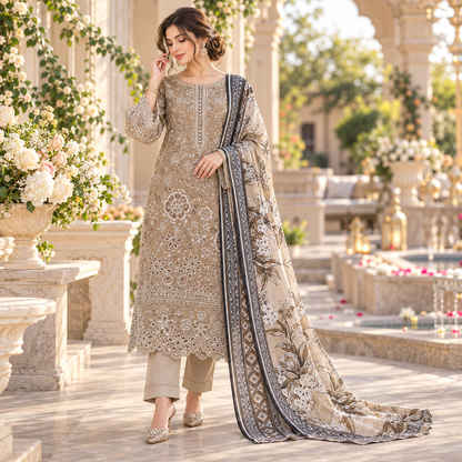 Bareeze Premium Printed Airjet Karandi 3-Piece Collection