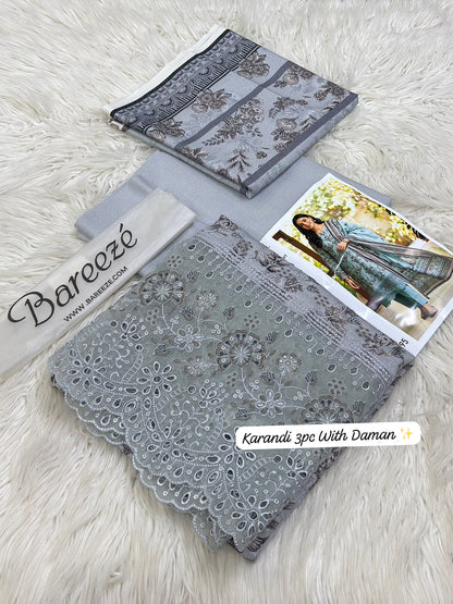 Bareeze Premium Printed Airjet Karandi 3-Piece Collection