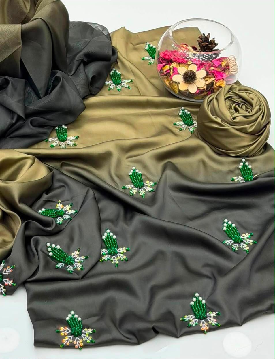 Premium Shamooz Silk Digital Tie & Dye 3-Piece Suit with Luxury Handwork