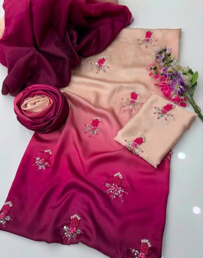 Premium Shamooz Silk Digital Tie & Dye 3-Piece Suit with Luxury Handwork