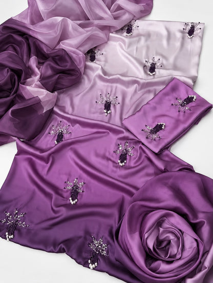 Premium Shamooz Silk Digital Tie & Dye 3-Piece Suit with Luxury Handwork