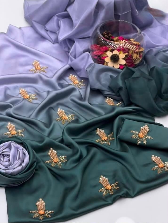 Premium Shamooz Silk Digital Tie & Dye 3-Piece Suit with Luxury Handwork