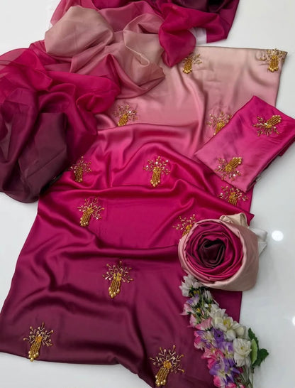 Premium Shamooz Silk Digital Tie & Dye 3-Piece Suit with Luxury Handwork