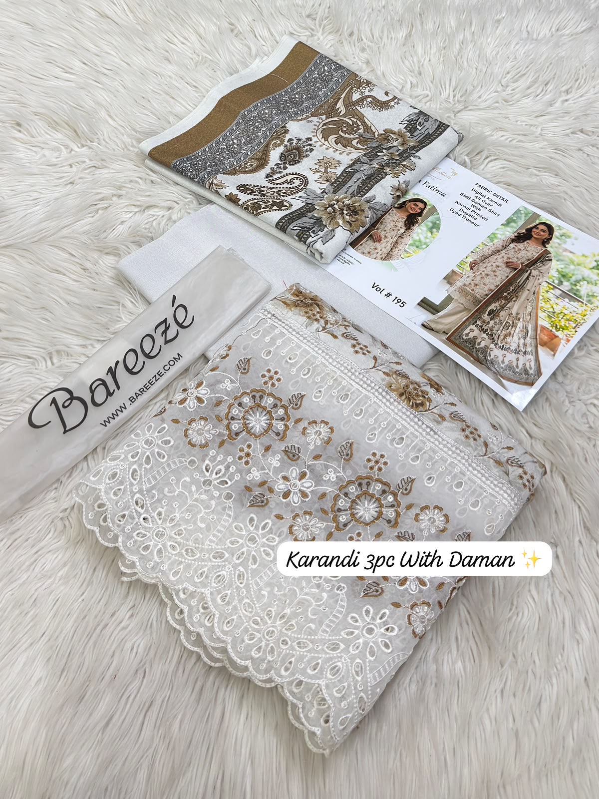 Bareeze Premium Printed Airjet Karandi 3-Piece Collection