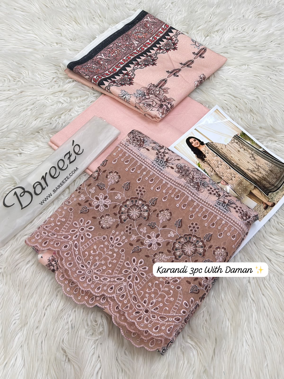 Bareeze Premium Printed Airjet Karandi 3-Piece Collection