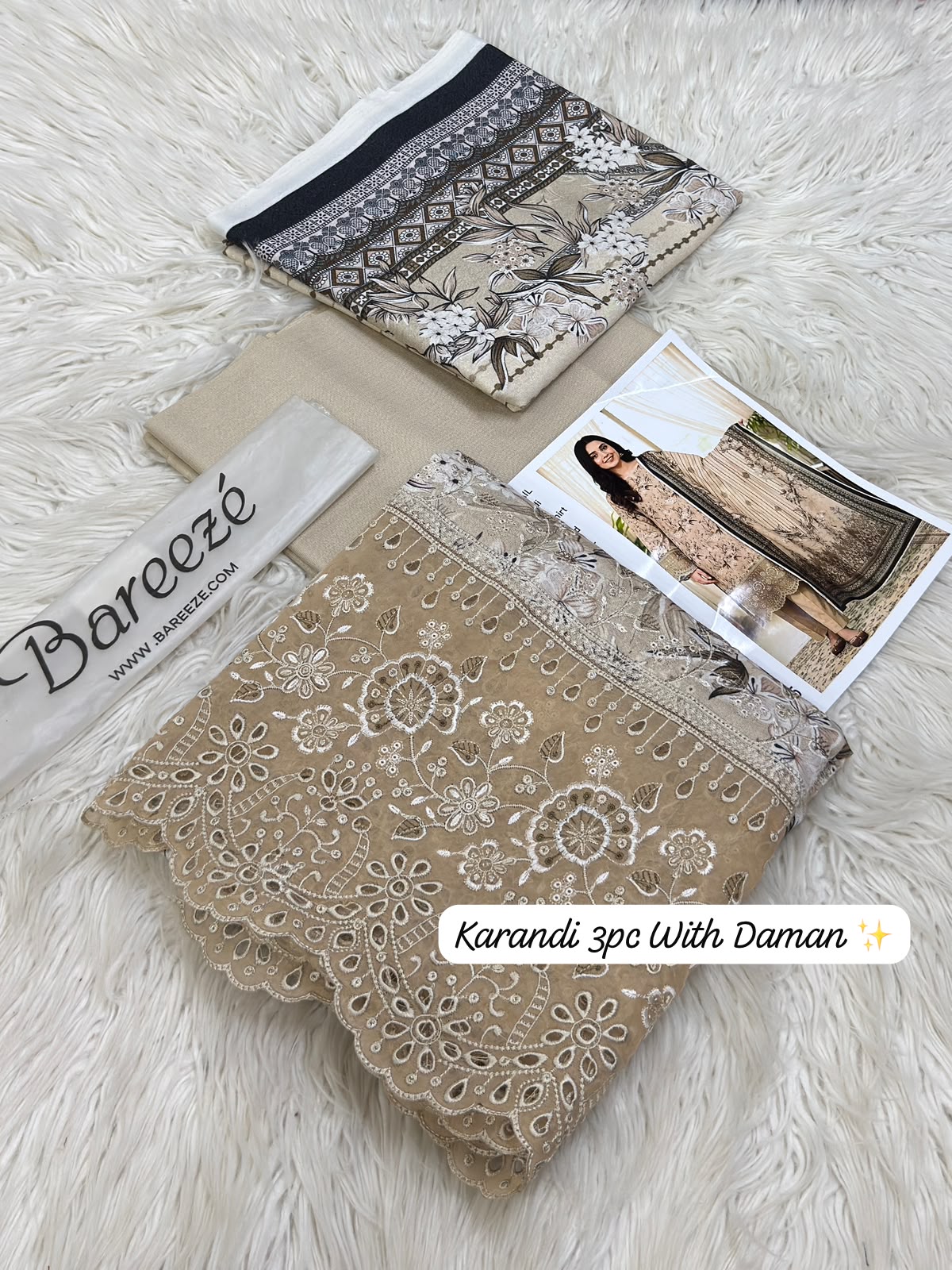 Bareeze Premium Printed Airjet Karandi 3-Piece Collection