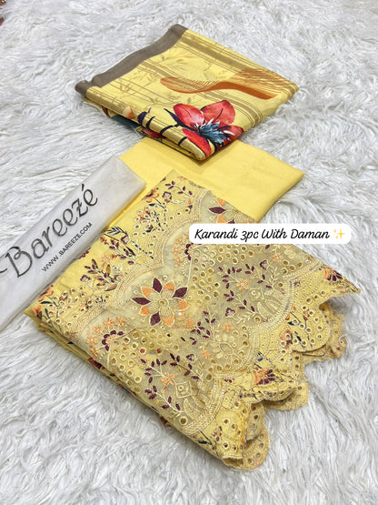Bareeze Premium Printed Airjet Karandi 3-Piece Collection