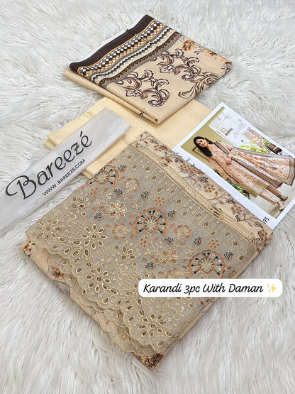 Bareeze Premium Printed Airjet Karandi 3-Piece Collection