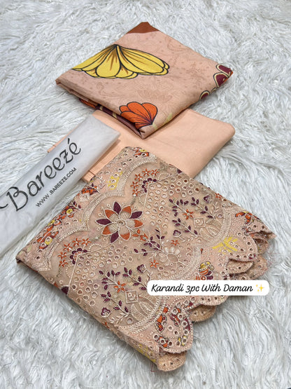 Bareeze Premium Printed Airjet Karandi 3-Piece Collection