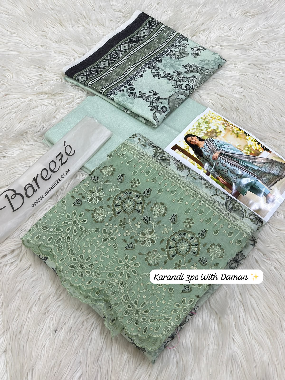 Bareeze Premium Printed Airjet Karandi 3-Piece Collection