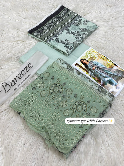 Bareeze Premium Printed Airjet Karandi 3-Piece Collection